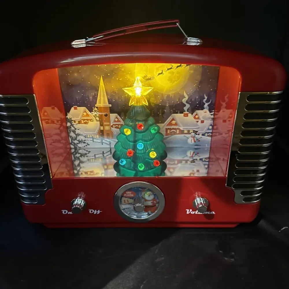 Mr. Christmas Radio North Pole Retro-Style Plays 12 Holiday Songs Lights Up Used